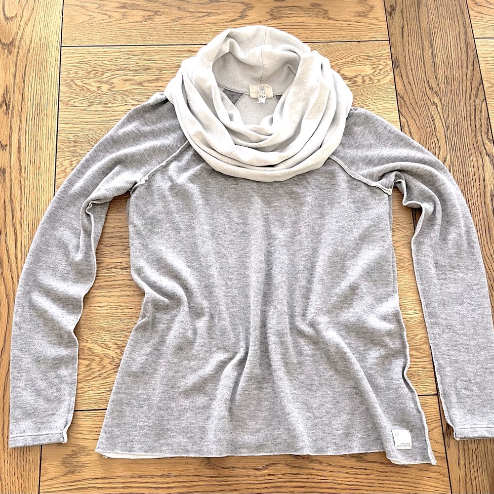 Mjs Swimwear Activewear Gray And Cream Cowl Sweater, Sz